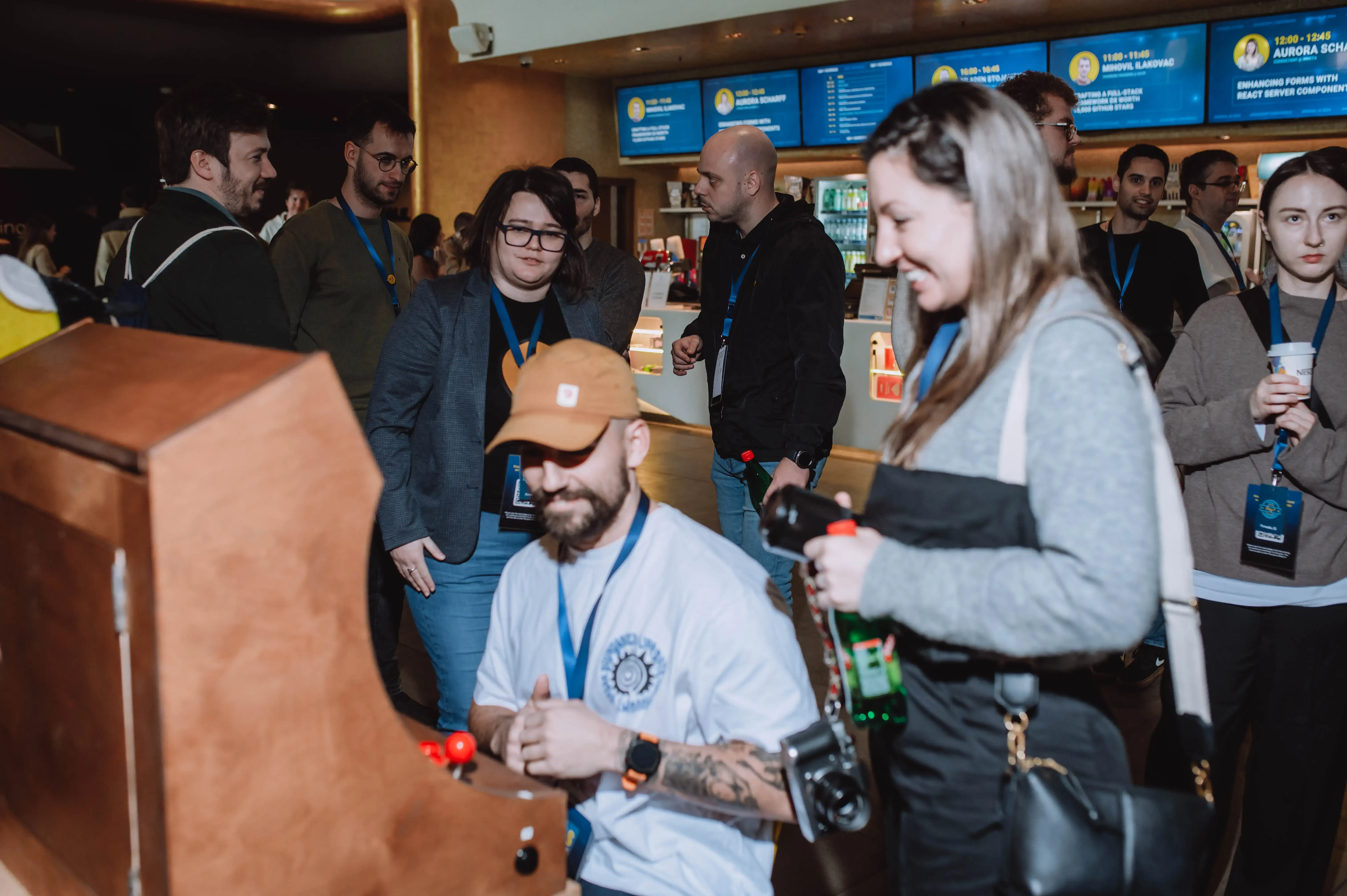 playing the arcade