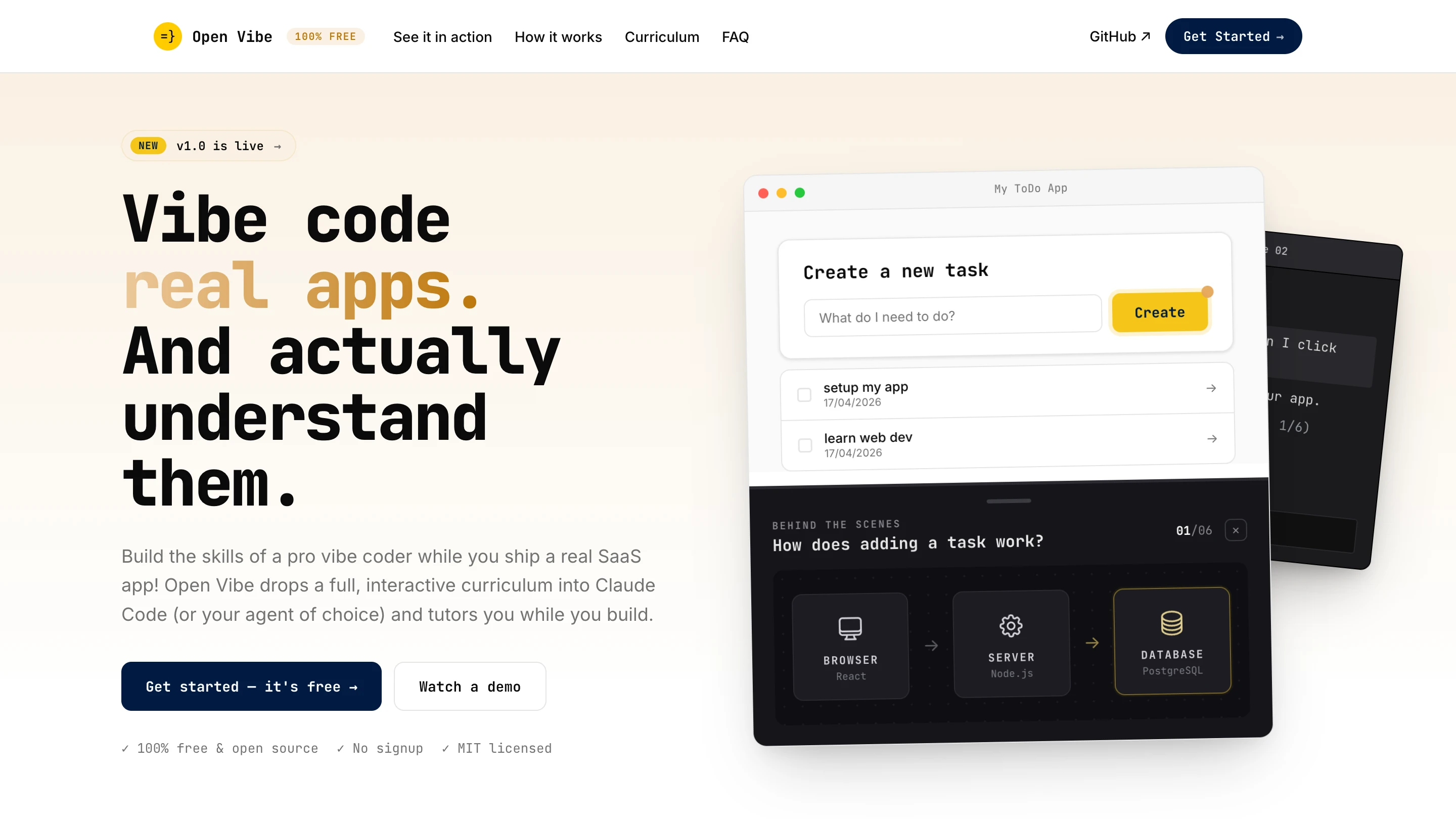 Open Vibe landing page