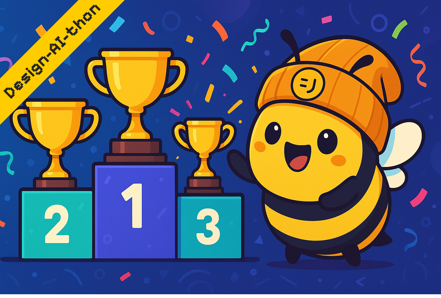 Boi celebrating the design-ai-thon winners!