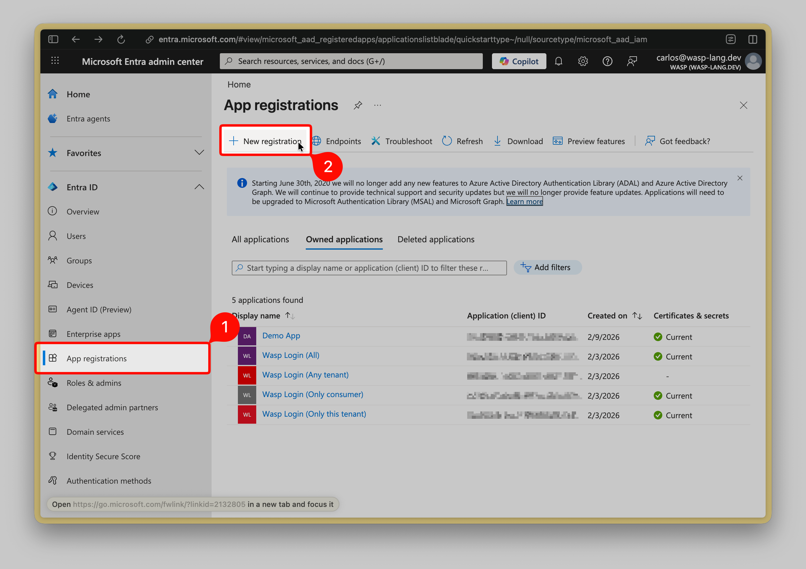 Microsoft Entra console screenshot 1