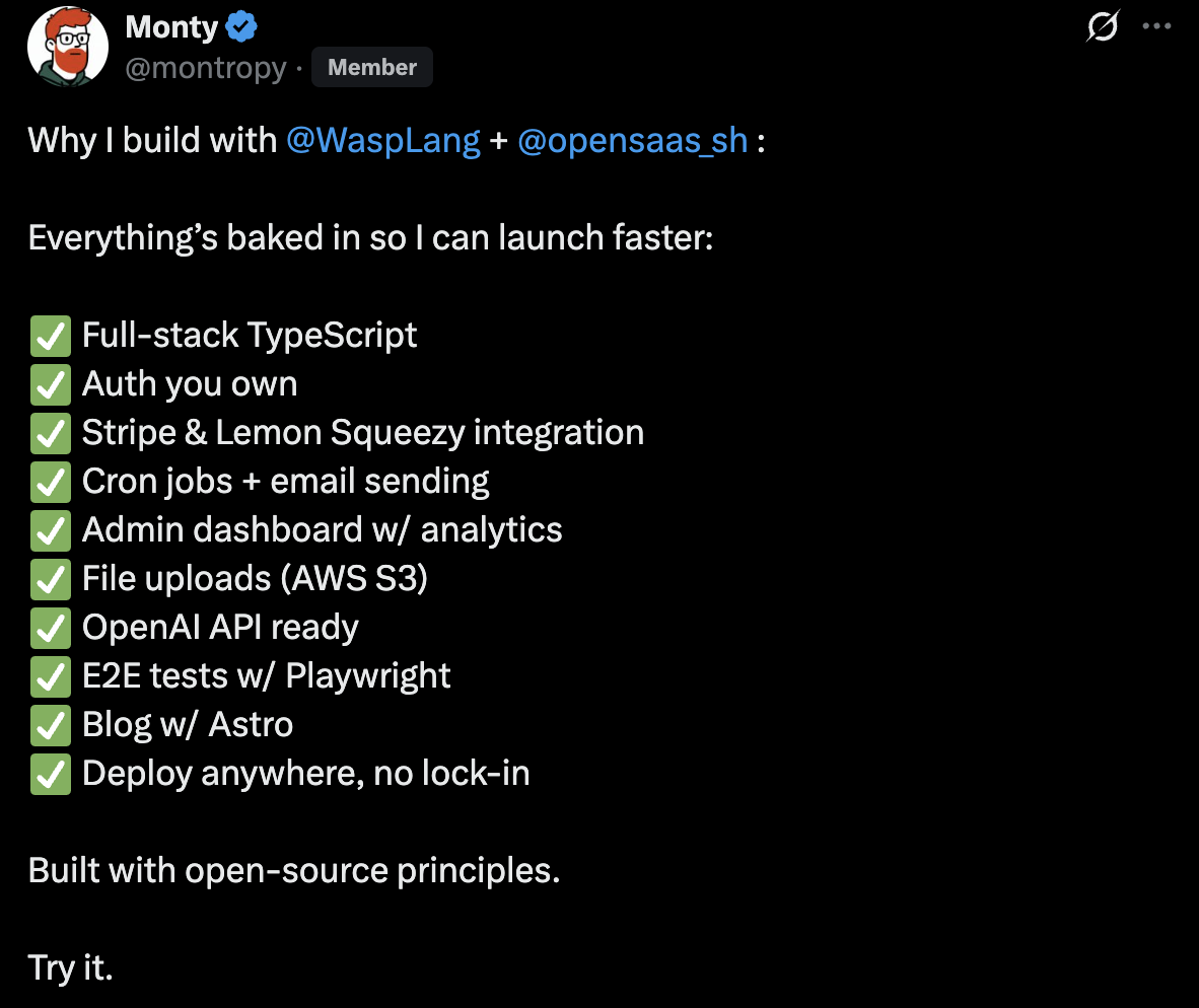 Build with Wasp tweet