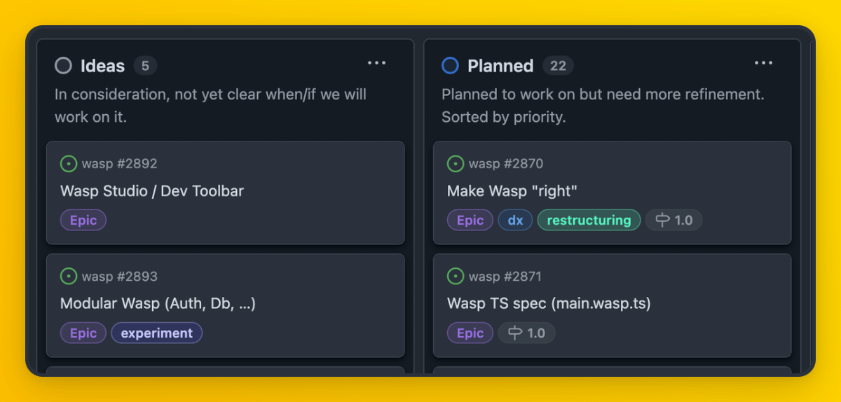 Wasp Roadmap